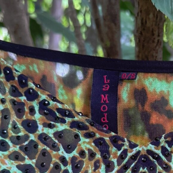 La Moda Animal Print Beaded Kaftan – O/S - Picture 6 of 8